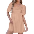 thumbnail image 2 of Aimik Ladies' Square Neckline Short Sleeve Solid Color Short Dress Summer Casual and Loose Womens Short Dress, 2 of 6