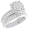 thumbnail image 2 of 10K White Gold Diamond Trio Set Circle Halo Bridal Set + Wedding Band 1.50 Ct., 2 of 7