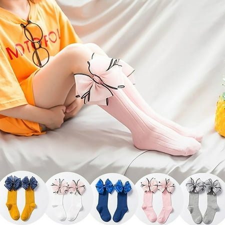 

Archer Solid Color Lovely Bowknot Baby Kids Girls Soft Breathable Cotton Long Socks