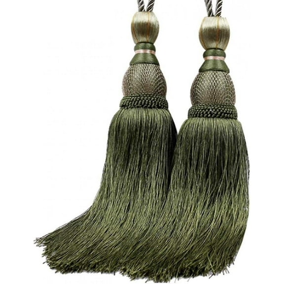 2pcs Tassel Curtain Tiebacks Curtain Holdbacks Curtain Clips Acessories (Army Green)