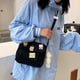 thumbnail image 5 of Bolso bandolera de lona con imperdibles y colgantes, bolso de hombro casual para mujer, mochila para estudianteestilo:estilo1;, 5 of 5