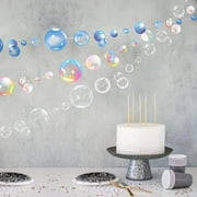 Transparent Bubble Garlands Mermaid Party Decoration Colored Flat Cutouts Hanging Streamer for Birthday Baptism Wedding Ocean Wall Decal Baby Shower Under Sea Festal Kid Room Photo Props (Color)
