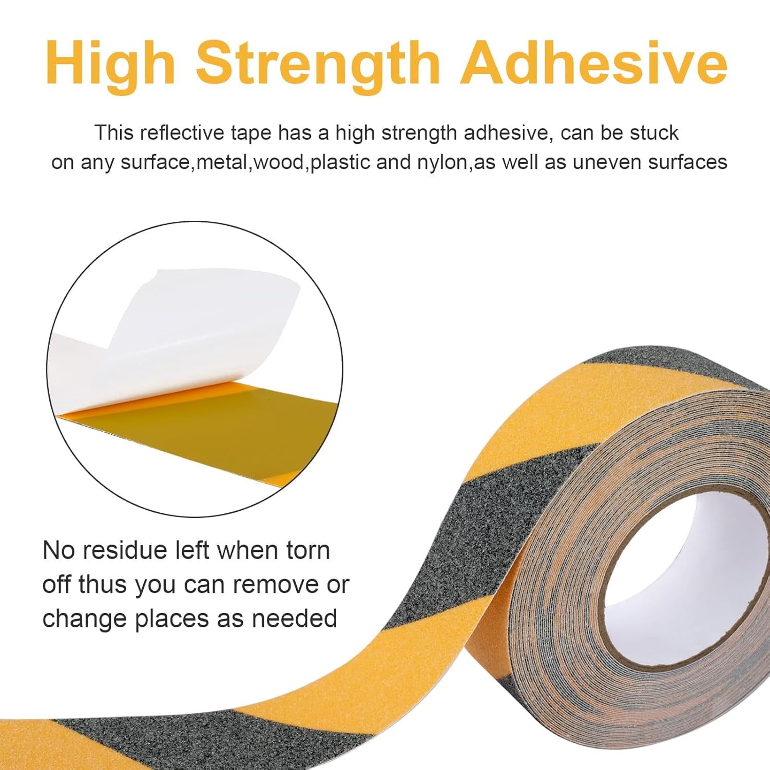 Anti Slip Tape, 2 Inch x 60 Feet Heavy Duty Grip Tape, Non-Slip Safety Tape for Stairs & Floors, Waterproof Anti-Skid Traction Tape with Strong Adhesive (Black & Yellow)