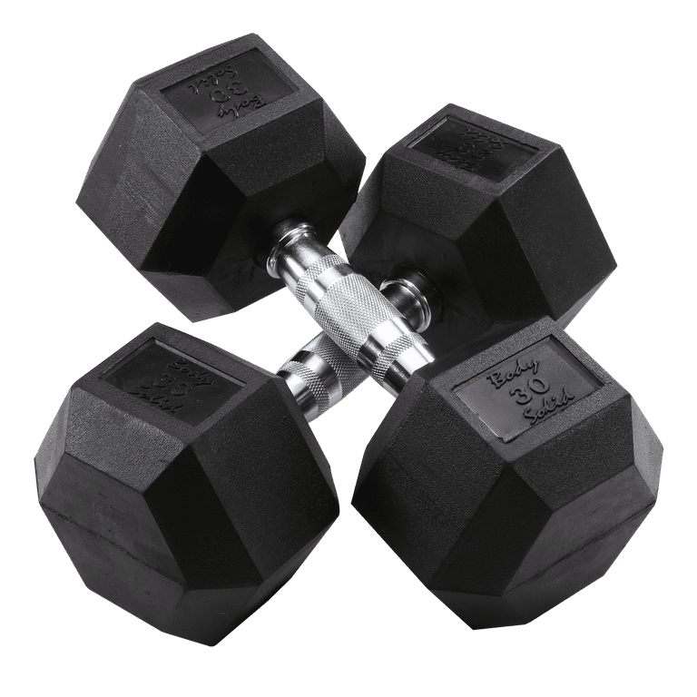 Body Solid SDRS550 Rubber Hex Dumbbell Set 5 50lbs