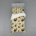 thumbnail image 2 of Ambesonne Cartoon Bedding Set 4 Pcs, Hungry Owls Eating, Queen, Black Multicolor, 2 of 3