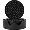 thumbnail image 1 of Posavasos de silicona para bebidas, soporte absorbente, juego de 6 posavasos negros, base antideslizante, posavasos flexibles reutilizables para proteger la mesa, posavasos resistente al calor, 1 of 7