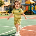 thumbnail image 5 of 2-3 Years Child Toddler Girl Outfits Short Sleeves T Shirt Tee Tops + Shorts Cute Outfits Set for 0 6 12 18 24 M 1t 2t 3t 4t 5t 6t Pajamas & Dailywear Set Girls Yellow Tracksuit, 5 of 5