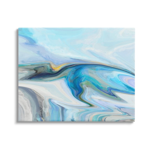 Fluid Blue Contemporary Composition Abstract Graphic Art Gallery Wrapped Canvas Print Wall Art