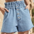 thumbnail image 2 of Durtebeua Women Raw Hem Distressed Denim Shorts for Summer Mid Rise Blue XS, 2 of 5