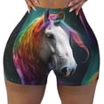 thumbnail image 2 of Susaid Colorful Haired White Horse Print Intensify Workout Shorts for Women Seamless Scrunch Short Gym Yoga Running Sport Active Exercise Fitness Shorts-Medium, 2 of 8