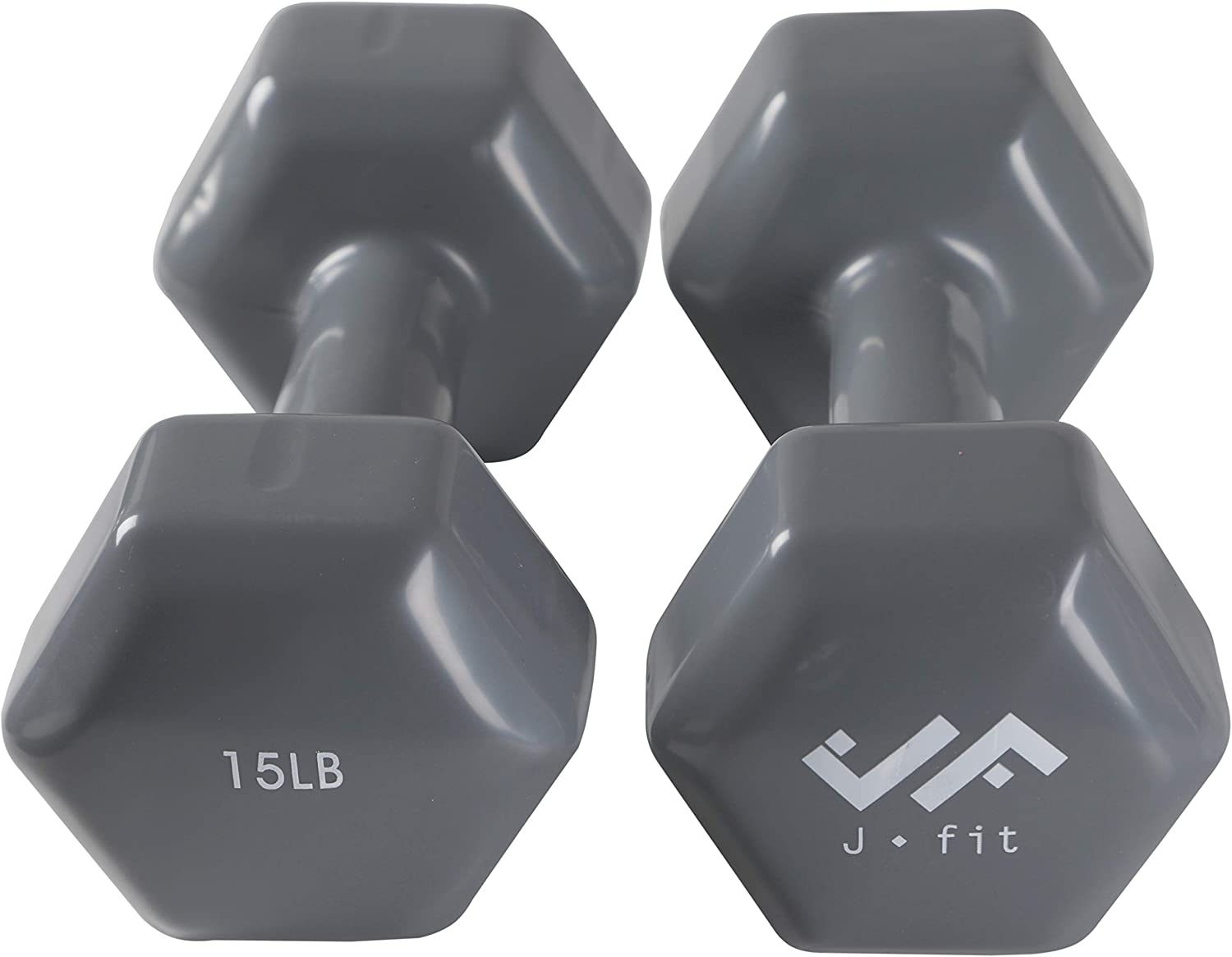 JFIT Vinyl Dumbbell (Set of 2), 15 LBS