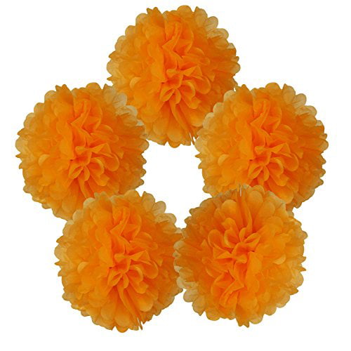 Decorations Orange Coral Tissue Paper Pom Poms Flowers Balls 4PK 8" Peach 