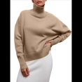 thumbnail image 1 of Suéteres de Cuello Alto para Mujer, Corte Holgado, para Otoño e Invierno. Caqui Superficial M, 1 of 6