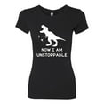 thumbnail image 2 of Wild Bobby, Unstoppable T Rex Funny, Pop Culture, Women Slim Fit Junior Tee, Black, Small, 2 of 4
