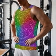 thumbnail image 5 of Pofeuu Colorful Glitter Print Men's Workout Tank Tops Sleeveless Muscle Gym Shirt Quick Dry-4X-Large, 5 of 7