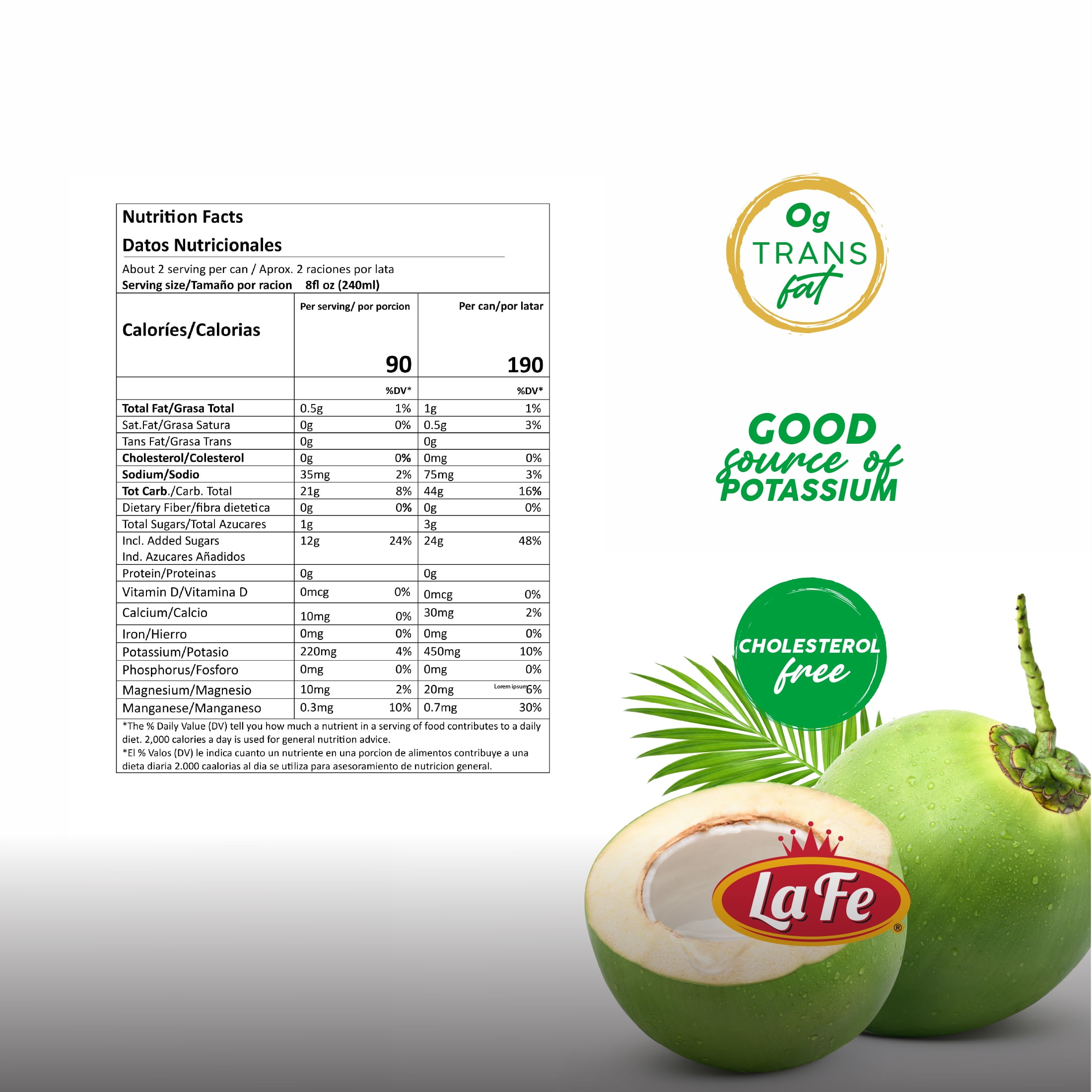 (7 pack) La Fe Coconut Water With Pulp, 17.6 oz Can