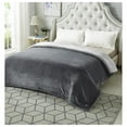 thumbnail image 2 of Posh Pascal 90"x90" Reversible Flannel Heathered Sherpa Blanket in Dark Gray, 2 of 10