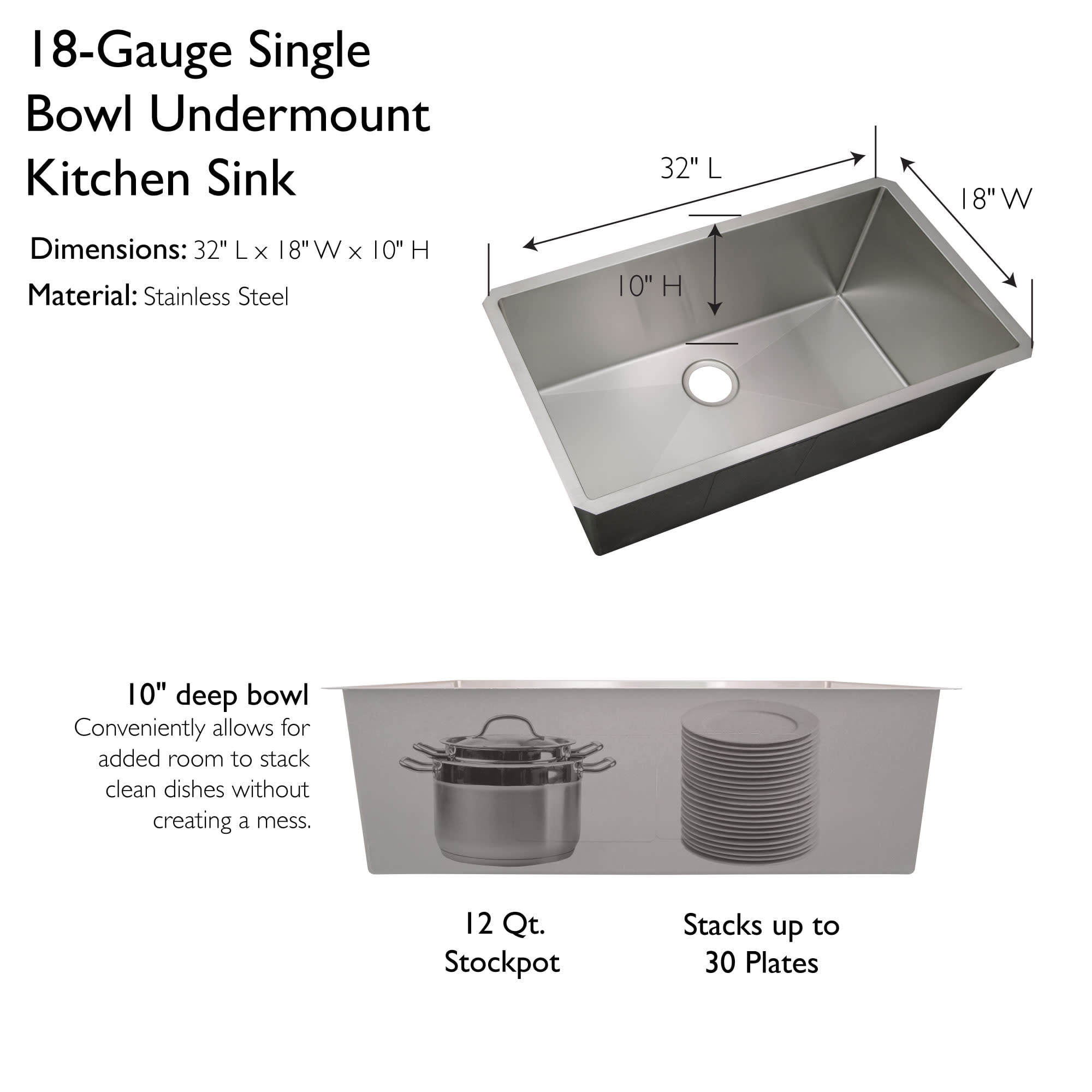 KOHLER Strive Undermount Stainless Steel 32 Single Bowl, 60 OFF