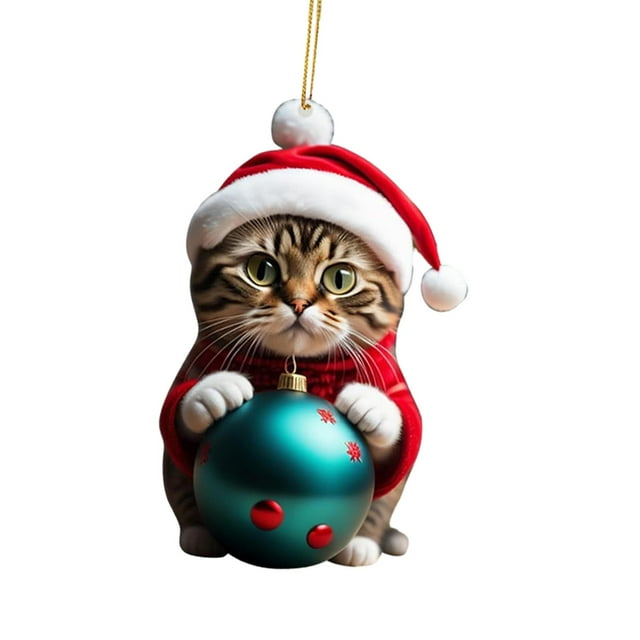 Decoración navideña para gatos 2023, decoración colgante para de Navidad, adorno de gatito navideño, colgante para de Navidad de fiesta Estilo B