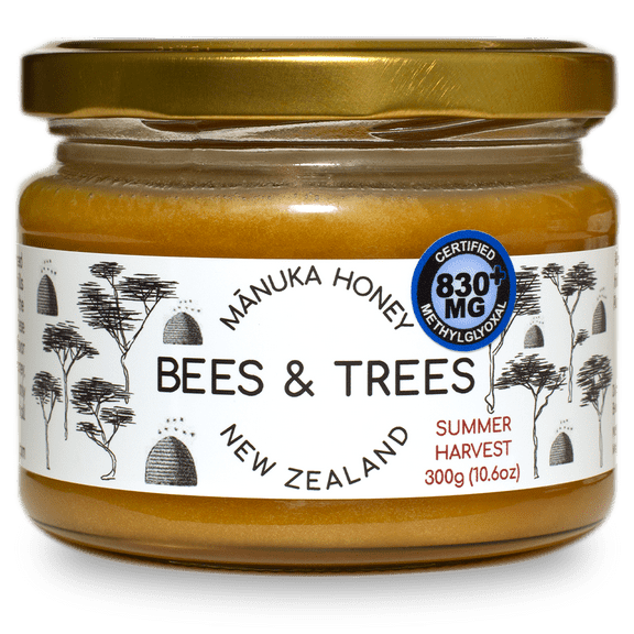 Bees & Trees Manuka Honey 830+MGO, 100% Raw Natural New Zealand Honey