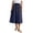 Navy, variant on Women's High Waisted Drawstring Button‑Front Slit Pocket Midi Skirt Loose Linen‑Look Long Skirt for Boho Casual Spring Summer Vacation Daily Commuter Wear