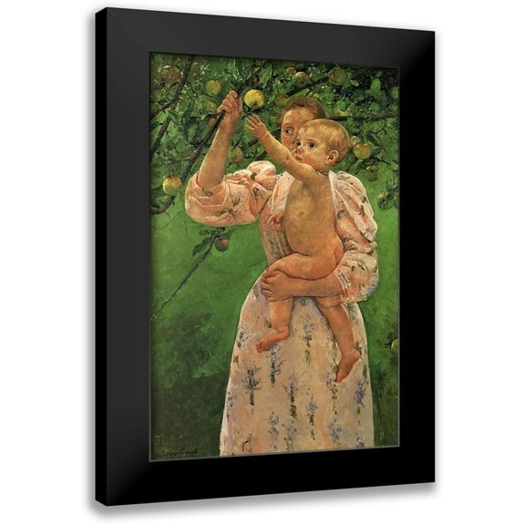 Cassatt, Mary 10x14 Black Modern Framed Museum Art Print Titled - Baby Reaching For An Apple 1893