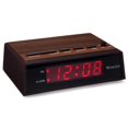 thumbnail image 2 of Reloj despertador Westclox estilo madera retro con pantalla LED roja, 2 of 7