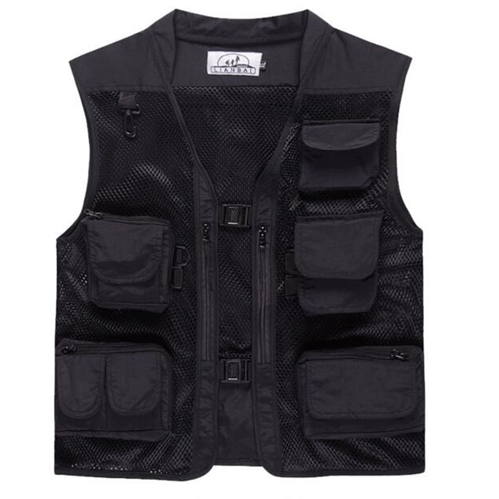 Men Summer Mesh Fishing Vest Multi-pocket Breathable Sleeveless Jacket ...