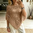 thumbnail image 3 of YTCAMLO Sequin Womens Tassels Poncho Top Dressy Hollow Out Shawl Capes for Party Festival See Through Cover Up Beachwear, 3 of 5