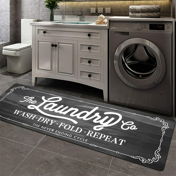 MeyJey Rubber Laundry Room Runner Rug Farmhouse Non Slip Washable Area