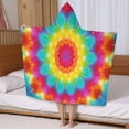 thumbnail image 5 of Colorful Tie Dye Mandala Pattern Hooded Bath Towel，50"x30" for Ages 3 To 12 Kids, Quick Dry Lightweight Soft Microfiber Hood Beach Towel Cover Up for Kids, 5 of 7