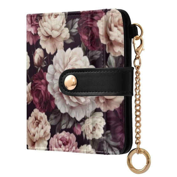 Qxltty Milk White Peony Ladies Wallet Rfid Slim Thin Compact Credit Card Women Wallet Zipper Coin Pocket and ID Window for Female Gifts