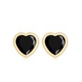 thumbnail image 3 of Heart Shape Black Onyx Solitaire Stud Earrings for Women - 4.2 Carat - AAA Grade, 18K Yellow Gold, 3 of 7
