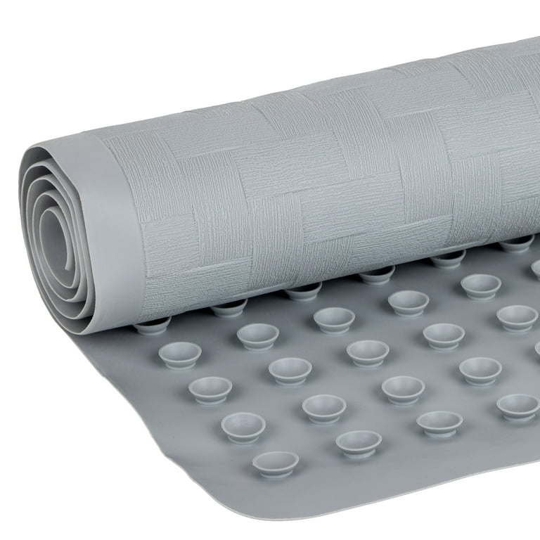 Mainstays Rubber Bath Mat with Suction Cups, Gray photo 3