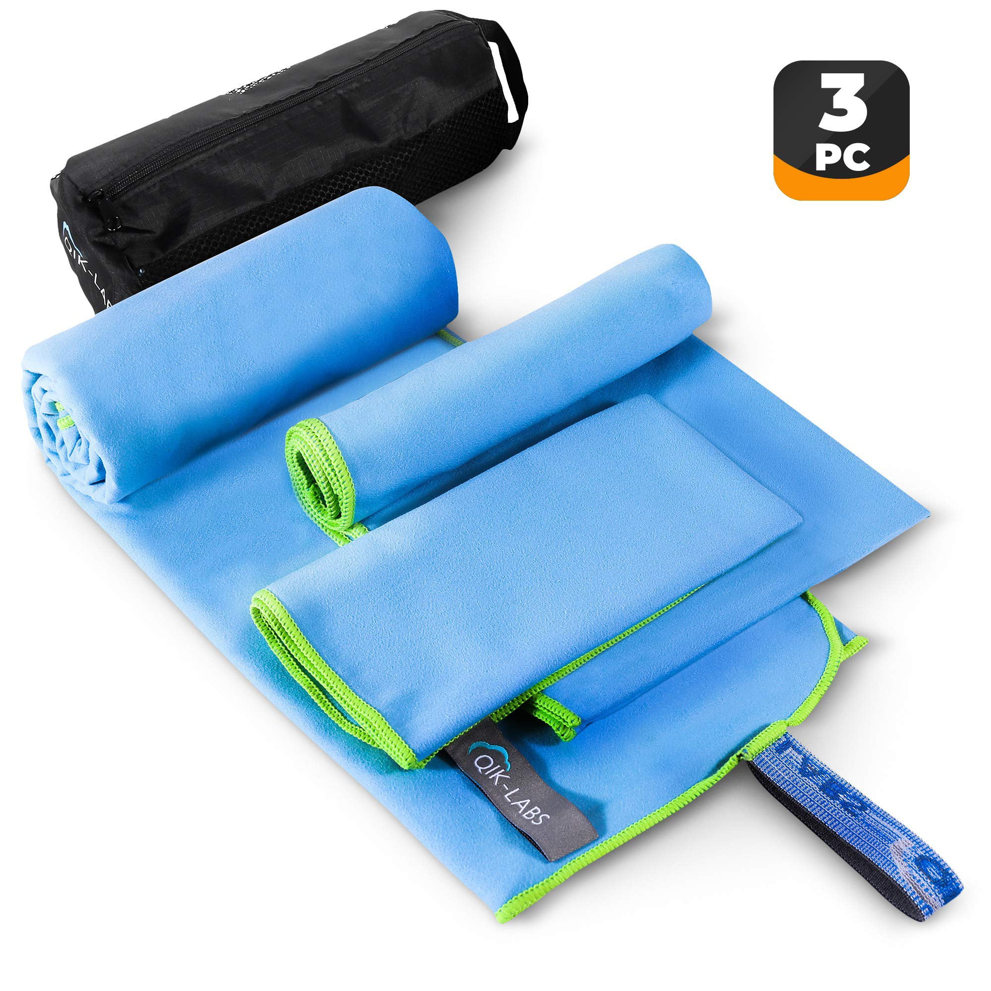Soft Microfiber Travel Sports Towel 30 x 15 Inch with Portable Mesh Bag 