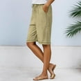 thumbnail image 2 of vigerkar Women's Solid Color Casual Shorts – Elastic Waist, Mid-Length Bermuda Pants with Pockets Khaki, M, 2 of 9