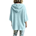 thumbnail image 3 of AKOEE Women's Oversized Hoodie Plus Size Batwing 3/4 Sleeve Hooded Sweater Loose Drawstring Plain Sweatshirts (2XL, Sky Blue), 3 of 6