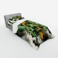 thumbnail image 2 of Ambesonne Monstera Bedding Set 3 Pcs, Leaves Triangles Mystery, TwinXL, Camel Grey and Fern Green, 2 of 2