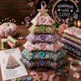 thumbnail image 5 of DIY Sewing Kit for Layered Fabric Christmas Tree Ornament, Vintage Quilt‑Style Handmade Hanging Decoration, Beginner Friendly Holiday Craft Gift for Home Xmas Tree Decor, 8 Inch, 5 of 8