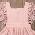 thumbnail image 3 of Franhais Baby Girl Summer Sleeveless Dress Flare Sleeve Lace Patchwork V Back Tutu Sundress Solid Color Square Collar Princess Clothes, 3 of 7
