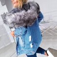 thumbnail image 5 of Xmyrz Light Jackets For Women Outgoing Long Sleeve Comfy Fleece-Lined Thickened Baggy Denim Jacket Ripped Top Coat Outerwear Jacket, 5 of 5