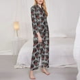 thumbnail image 3 of Gukieu Cute Puppy Black Print Women's Long Sleeve Pajama Set, Button Top Elastic Pocket Pajama Pants Two Piece Set Home Wear-X-Large, 3 of 7