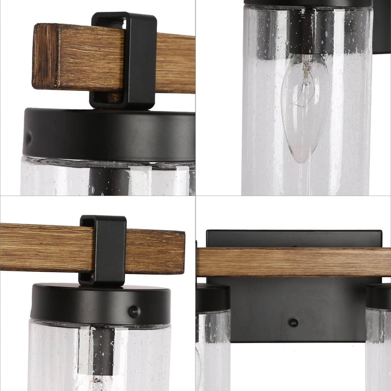 LNC 4-Light Modern Farmhouse Black Farmhouse Vanity Light, with Cylinder Glass Shade