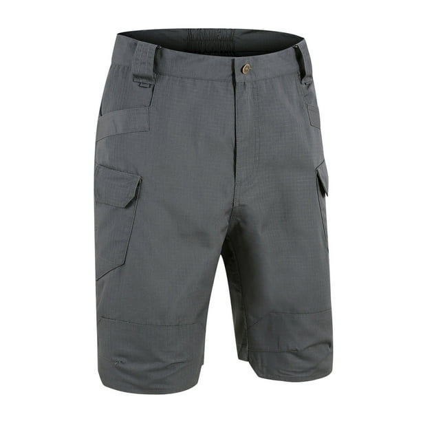 pstuiky Pantalones cortos de entrenamiento para hombre, Pantalones cortos de senderismo para hombre, informales, secos y de trabajo, con múltiples bolsillos y sin cinturón.