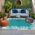 thumbnail image 2 of Aqua Coastal Coral Outdoor Rug for Patio/Deck/Porch, Non-Slip Large Area Rug 3 x 5 Ft, White Ocean Marine Sea Nautical Beach Indoor Outdoor Rugs Washable Area Rugs, Camping Rug Carpet Runner, 2 of 8