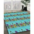 thumbnail image 3 of Ahgly Company Machine Washable Indoor Square Transitional Celeste Blue Area Rugs, 7' Square, 3 of 7
