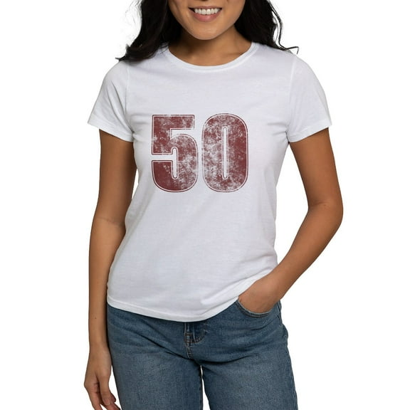CafePress - 50Th Birthday Red Grunge Women's T Shirt - Women's Classic T-Shirt