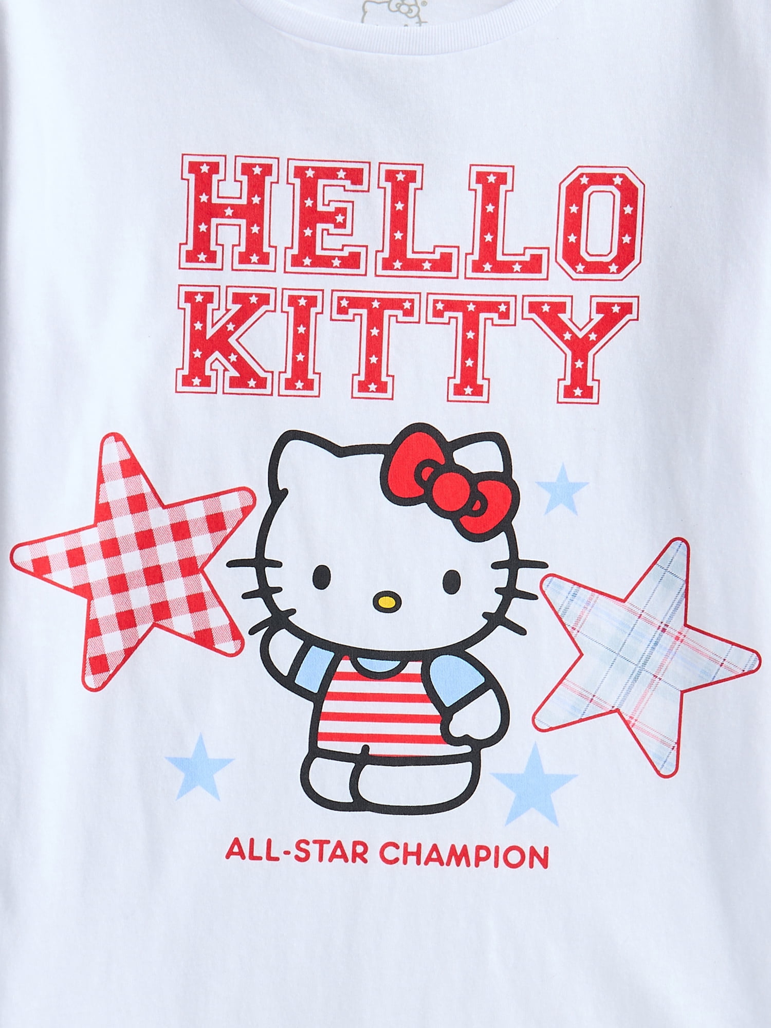 Sanrio Girls Hello Kitty Americana Patriotic Graphic Tee with Short Sleeves, Sizes 4-16