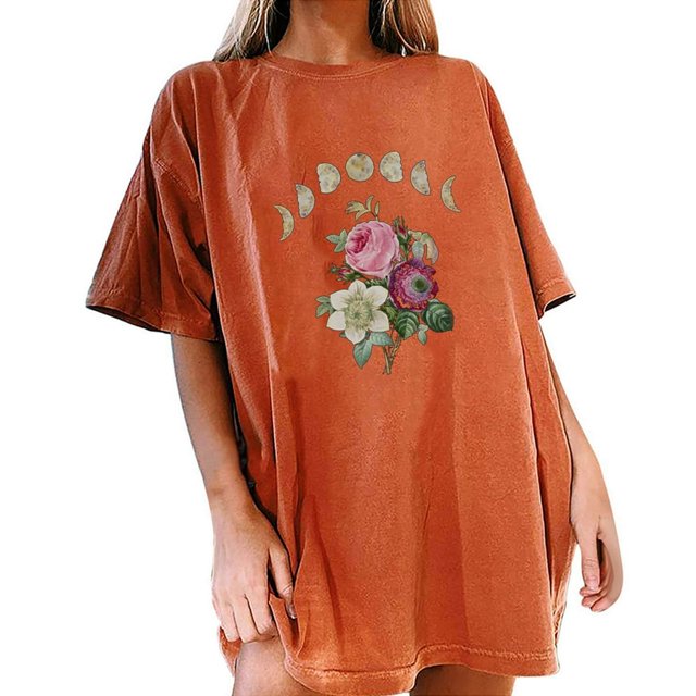 AMERTEER Blouse Décontractée à Motif Imprimé pour Femmes à Manches Courtes