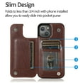 thumbnail image 2 of Compatible with iPhone 15 Case Wallet with Card Holder,Embossed Butterfly Pattern PU Leather Double Magnetic Buttons Flip Shockproof Protective Cover for iPhone 15 6.1 Inch, Brown, 2 of 9